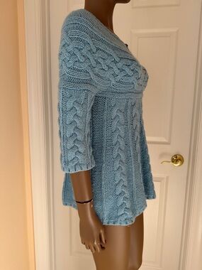 GAP Cable-Knit Scoop Neck Sweater in Dusty Teal
